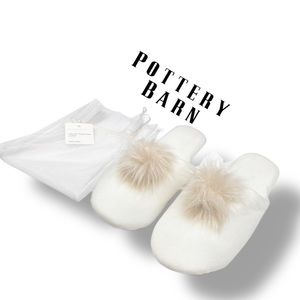 Pottery Barn Velvet Pom Pom Slippers!